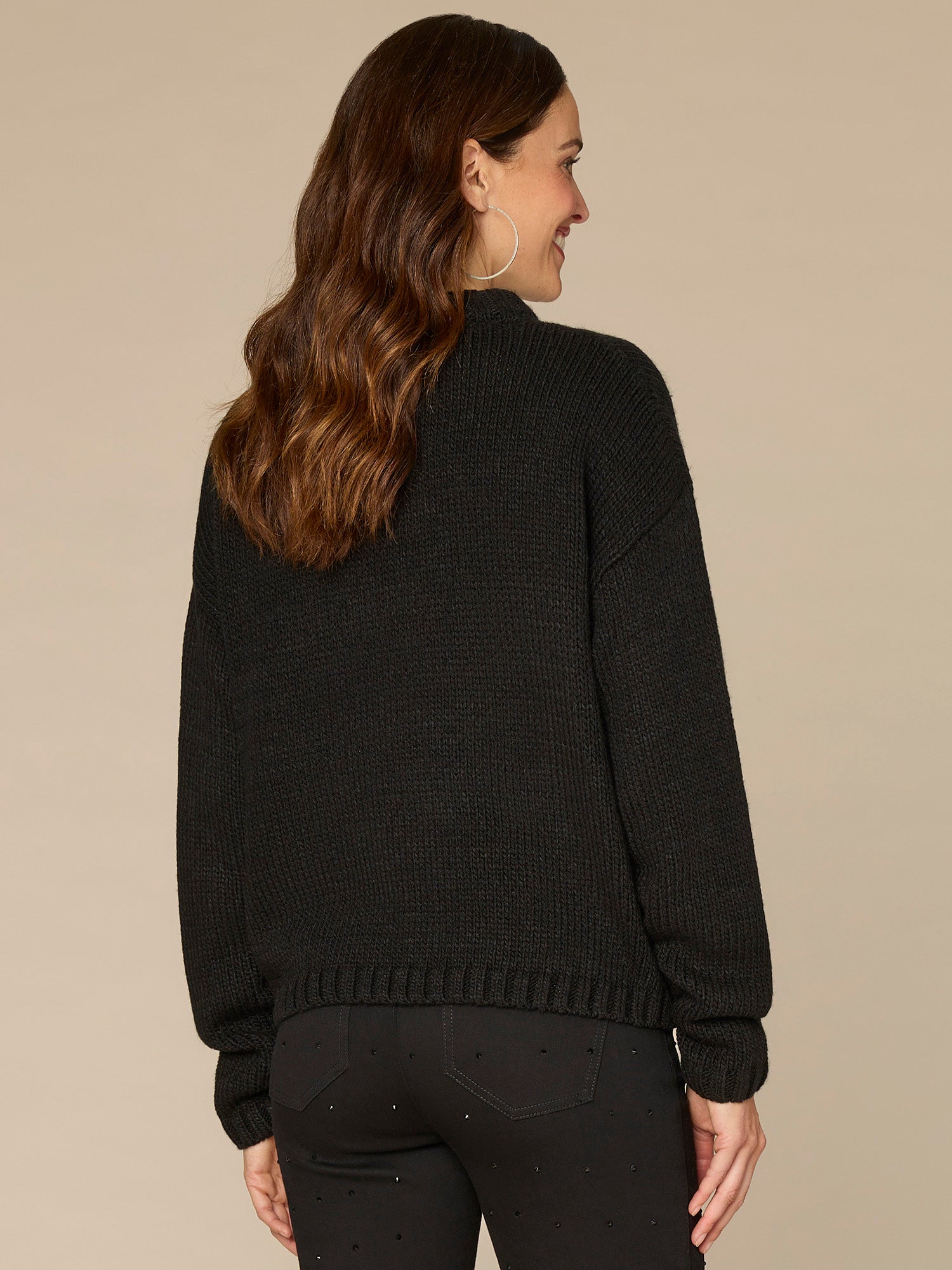 Ruched Sleeve Round Double Layer Neck Ombre Foil Petite Sweater