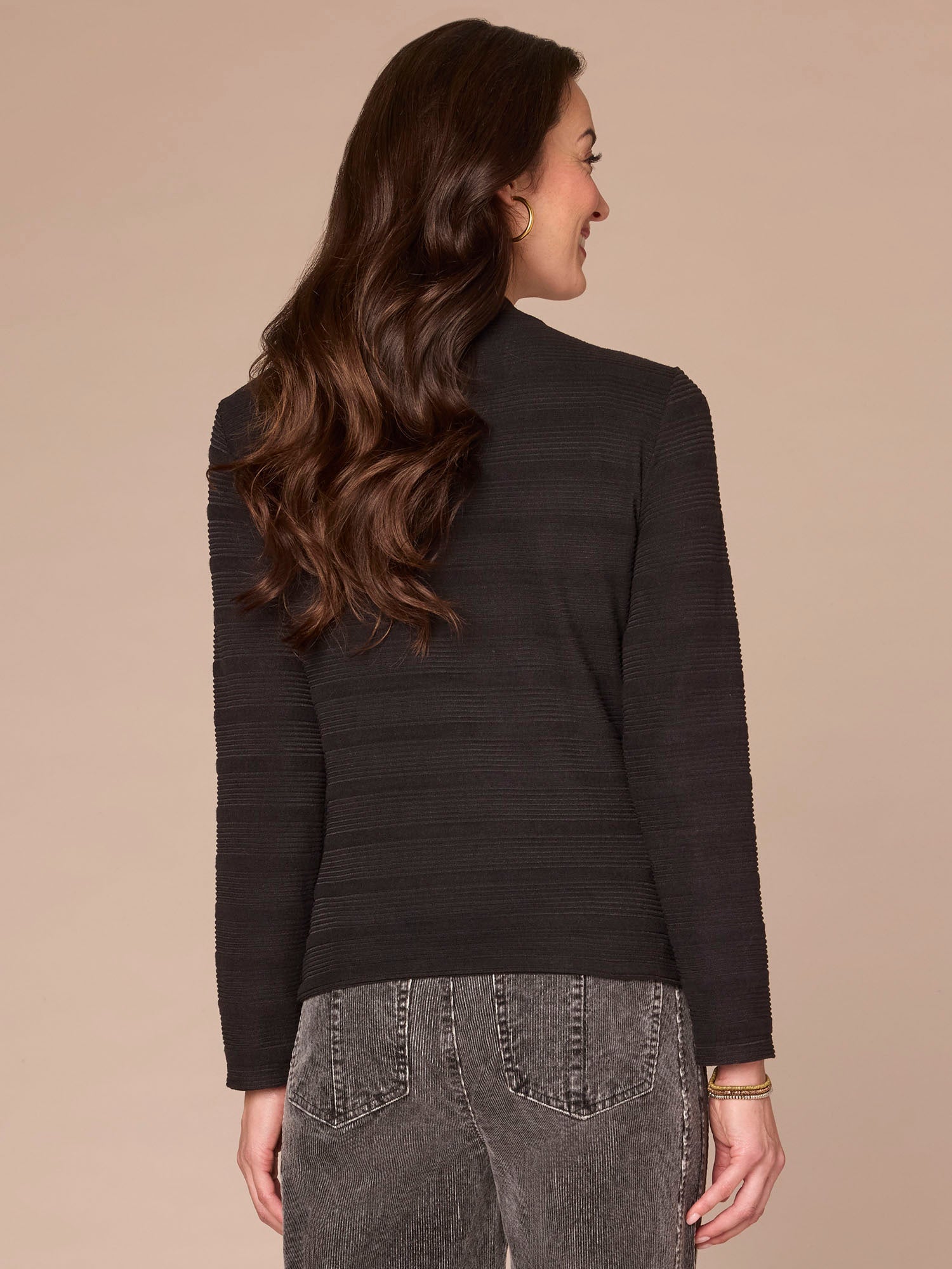 Long Sleeve Mock Neck Asymmetrical Side Ruching Knit Top